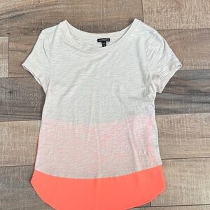 Express Cream and Coral Short Sleeve Tee